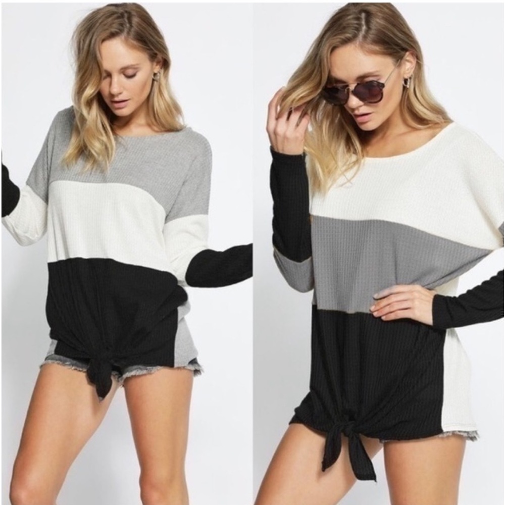 BellanBlue Waffle weave color block shades black, gray and white. NWT / Size Lg. - Picture 12 of 12